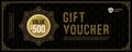 Gift voucher template with glitter gold luxury elements. Vector illustration. Royalty Free Stock Photo